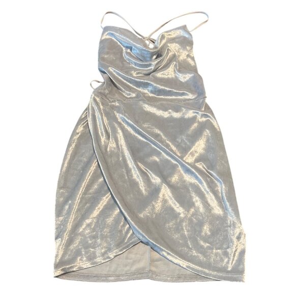 Lucy in the Sky Love Affair Velvet Dress in Silver Blue size small - Picture 4 of 10